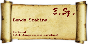 Benda Szabina névjegykártya